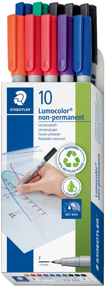 STAEDTLER Marqueur non-permanent 316F Lumocolor, étui de 10 - OEM 316 B10