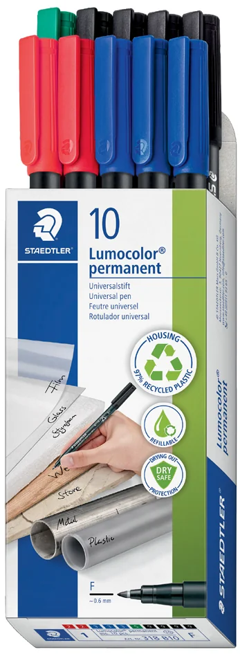 STAEDTLER Marqueur permanent 318F Lumocolor, étui de 10 - OEM 318 B10