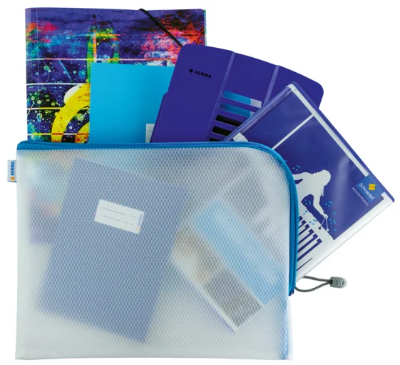 HERMA Pochette à fermeture à zip 'Mesh Bags', A5, bleu - OEM 20009 – Image 3