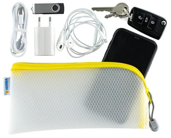 HERMA Pochette à fermeture à zip 'Mesh Bags', A5, jaune - OEM 20011