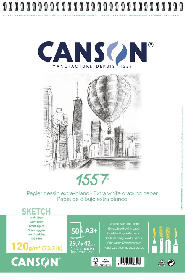 CANSON Album spiralé papier dessin 1557, A4, 120 g/m2 - OEM C31412A001