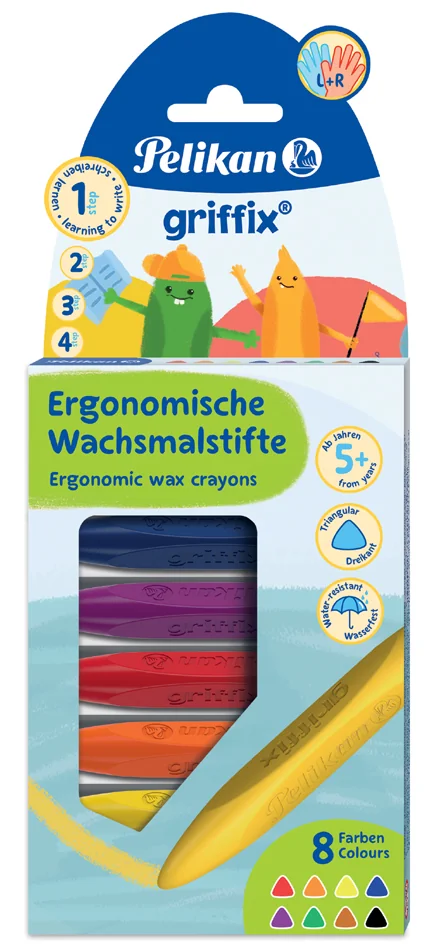 Pelikan Crayon de cire griffix, résistant à l'eau, étui de 8 - OEM 300000361