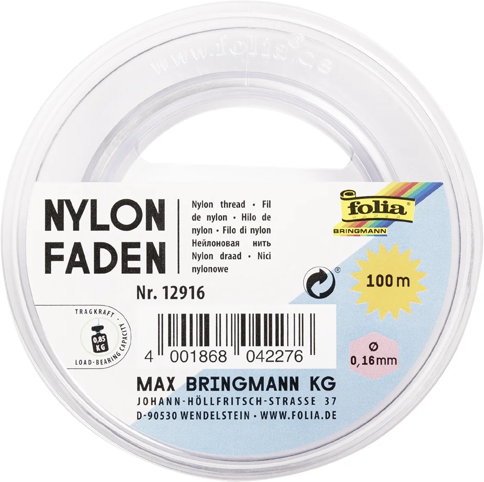 folia Fil nylon en bobine, 0,16 mm x 100 m, transparent - OEM 12916