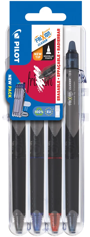 PILOT Stylo roller FRIXION POINT CLICKER Set2Go, étui de 4 - OEM 604447