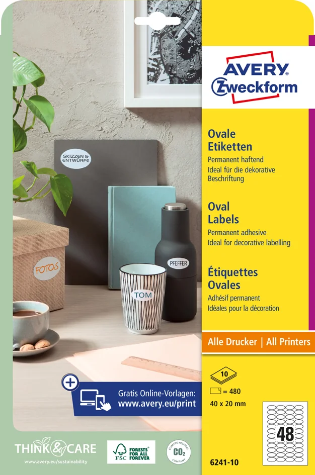 AVERY Zweckform Etiquette d'identification, 63,5 x 42,3 mm - OEM 6242-10