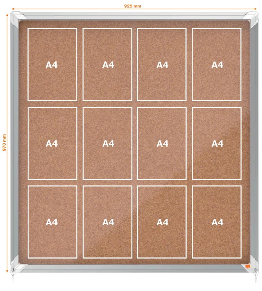 nobo Vitrine d'affichage Premium Plus, fond en liège, 12x A4 - OEM 1902574