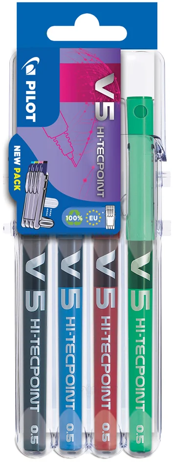 PILOT Stylo roller Hi-Tecpoint V5 Set2Go, étui de 4 - OEM 573470
