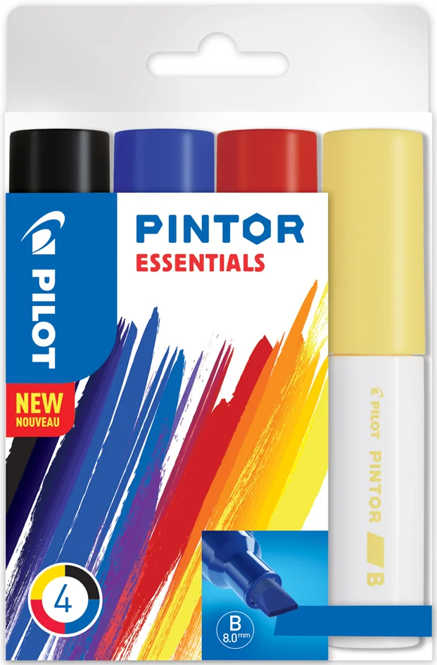PILOT Marqueur à pigment PINTOR, broad, set de 4 ESSENTIALS - OEM 537540