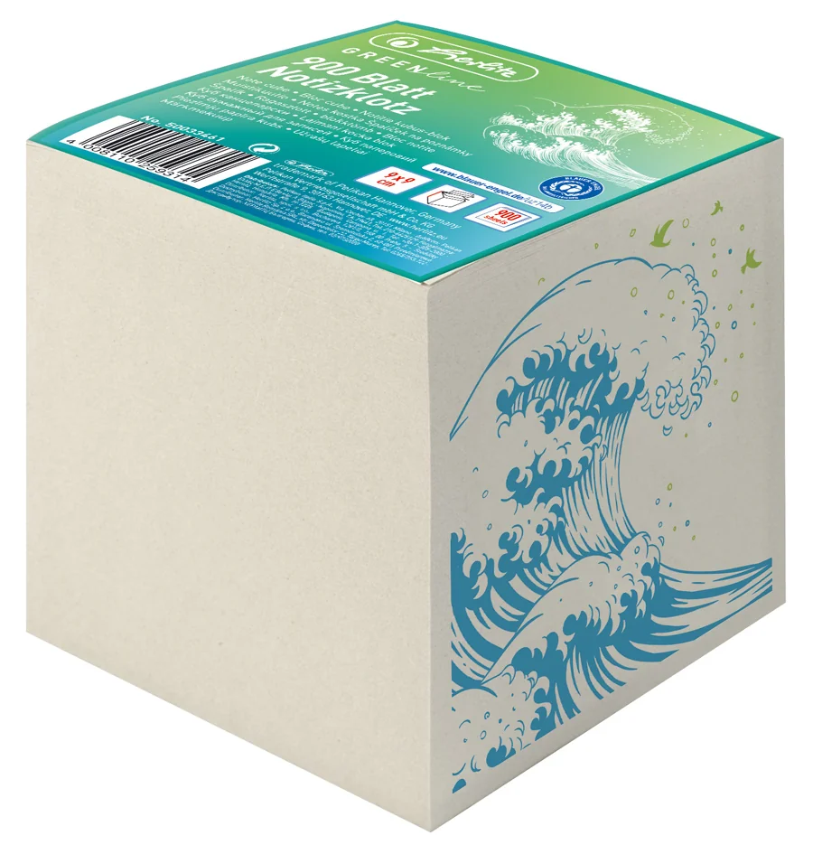 herlitz Cube de papier GREENline, 90 x 90 mm, 80 g/m2, gris - OEM 300006027