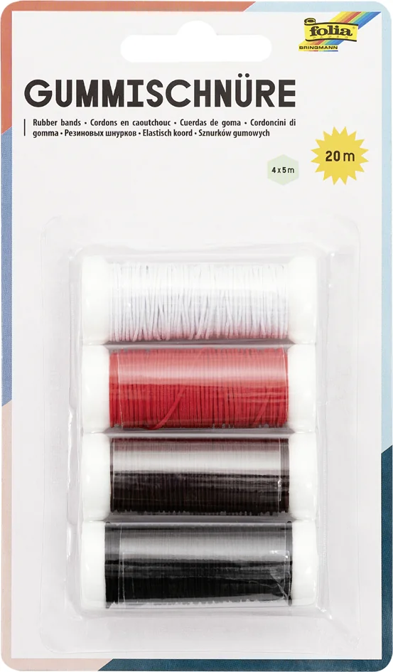 folia Cordon en caoutchouc BASIC, 4 couleurs de 5 m assorti - OEM 13701
