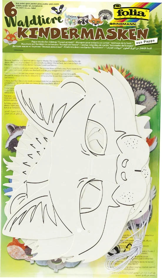 folia Masques pour enfants 'Animaux de la forêt', blanc - OEM 23259