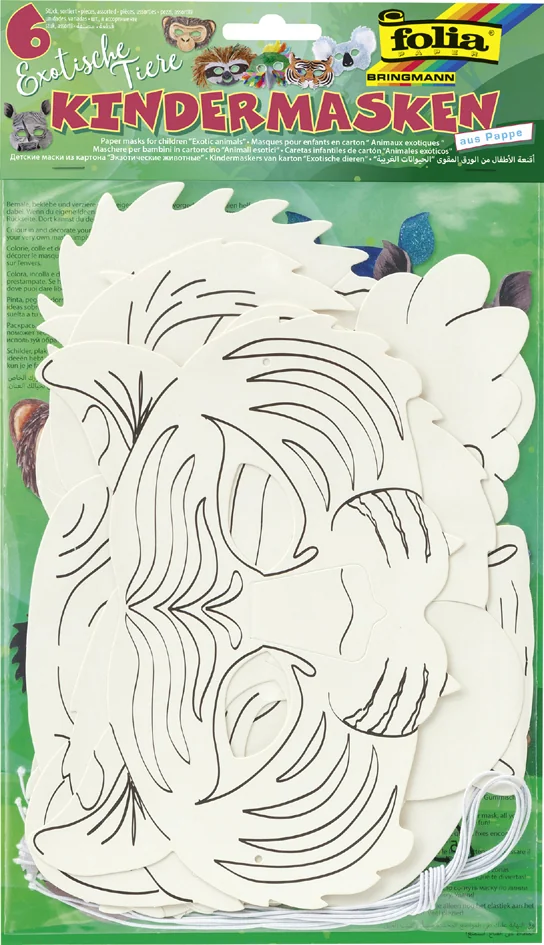 folia Masques pour enfants 'Animaux exotiques', blanc - OEM 23269