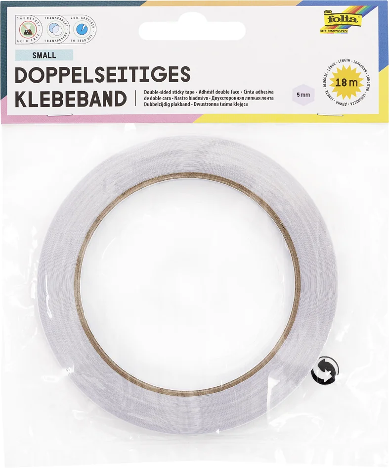 folia Ruban adhésif double face, 10 mm x 18 m, transparent - OEM 55023