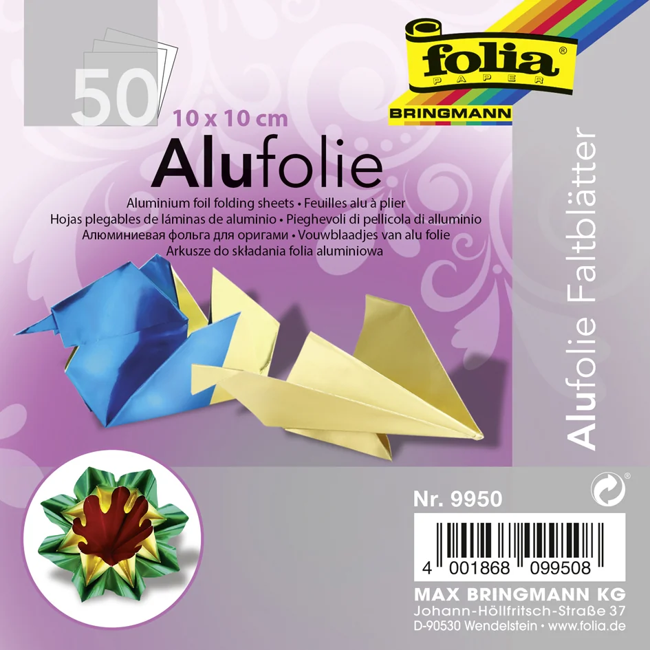 folia Feuille à plier en aluminium, 150 x 150 mm, assorti - OEM 9955