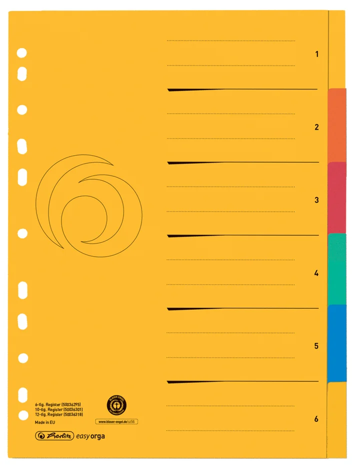 herlitz Intercalaire carton, A4 extra large, 10 touches, uni - OEM 300006188