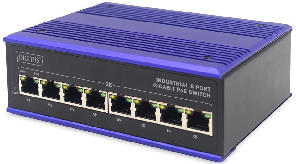 DIGITUS Commutateur industriel Gigabit PoE, 8 ports - OEM DN-651121