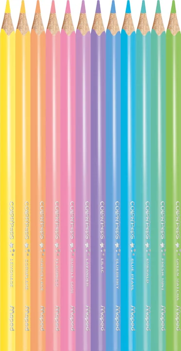 Maped Crayon de couleur COLOR'PEPS Pastel, étui carton de 12 - OEM 832069