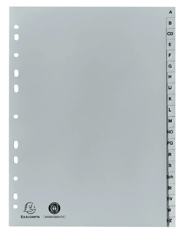 EXACOMPTA Intercalaires en plastique, A-Z, A4, 20 touches - OEM 1720E