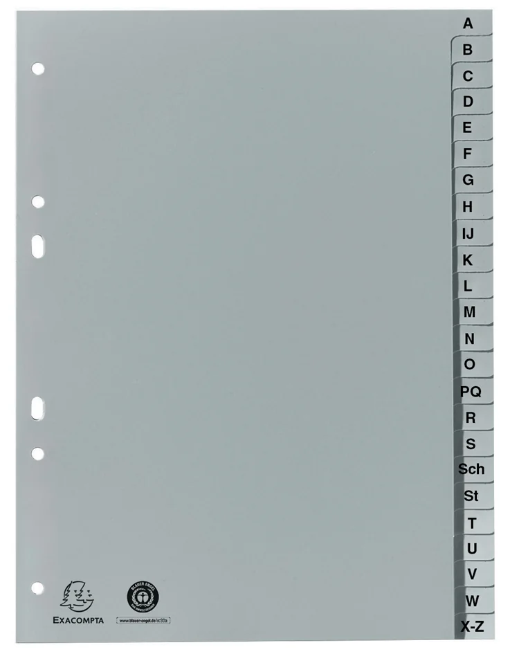 EXACOMPTA Intercalaire en plastique, A-Z, A5, 24 touches - OEM 1743B