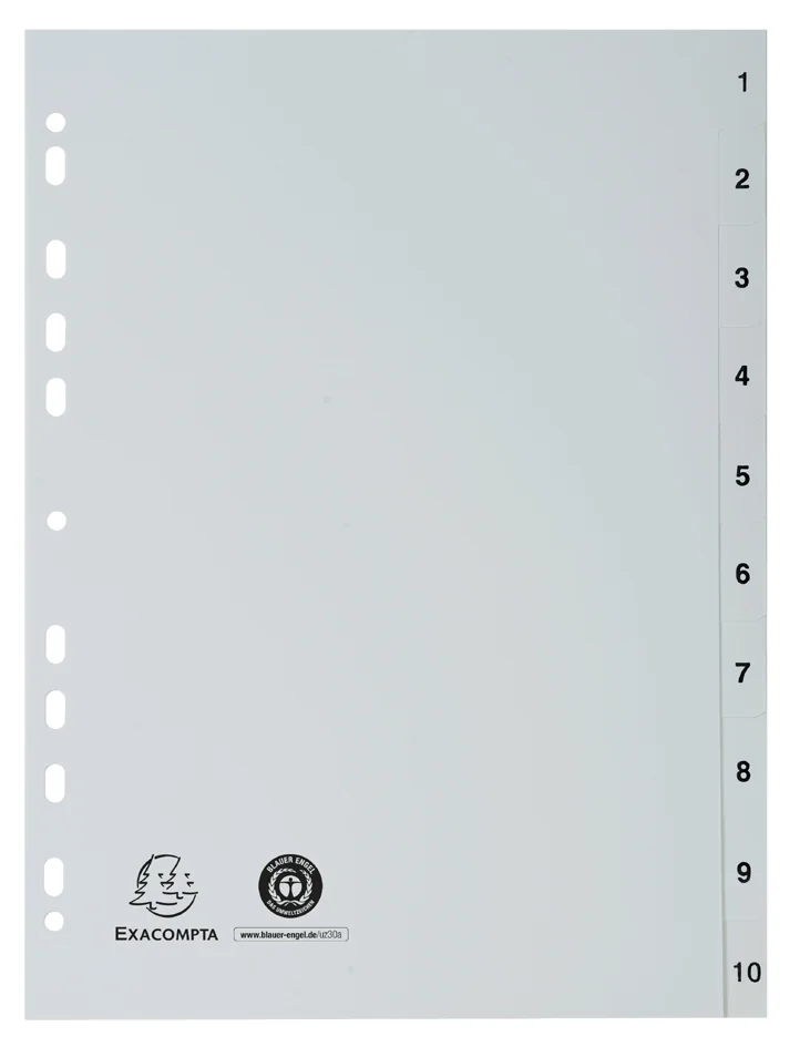 EXACOMPTA Intercalaire numérique en plastique, A4, gris - OEM 1721E
