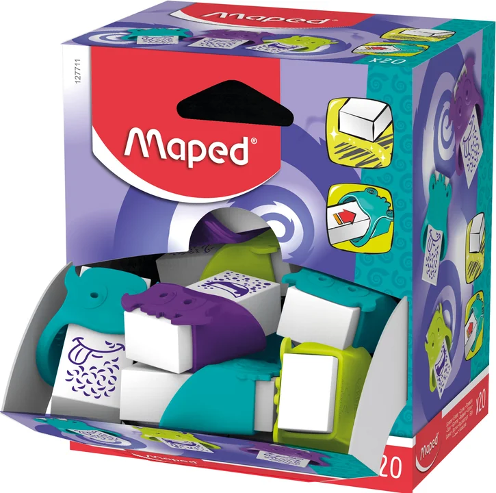 Maped Gomme en plastique LITTLE MONSTER, présentoir de 20 - lot de 20 - OEM 127711