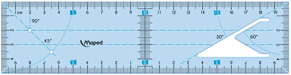 Maped Outil de traçage règle équerre 2en1, bleu transparent - OEM 280110