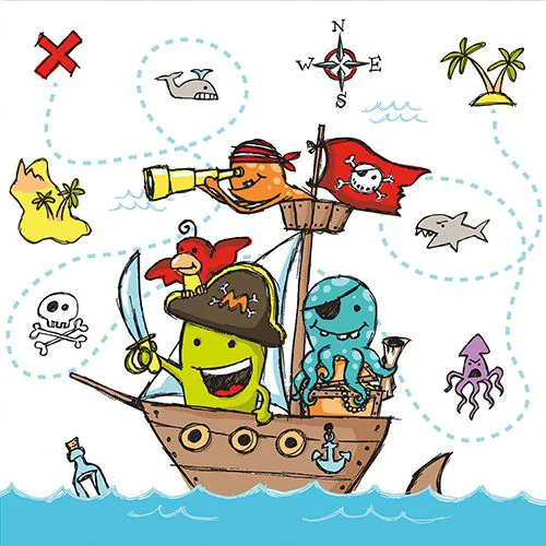 PAPSTAR Serviette à motif 'Pirates', 330 x 330 mm - OEM 88610