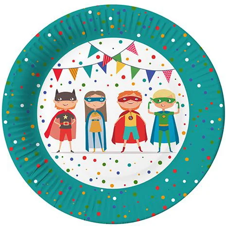 PAPSTAR Assiette en carton 'Super héros', rond, 230 mm - OEM 88576