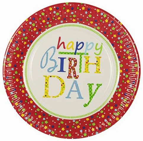 PAPSTAR Assiette en carton 'Happy Birthday', rond, 230 mm - OEM 88577