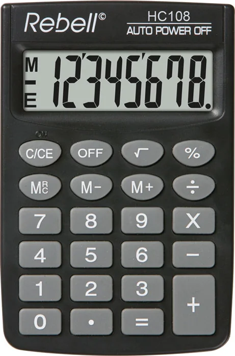 Rebell Calculatrice de poche HC 108, noir - OEM RE-HC108