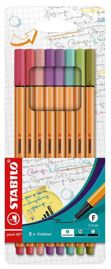 STABILO Feutre à pointe fine point 88, étui carton de 8 - OEM EO88/8-04