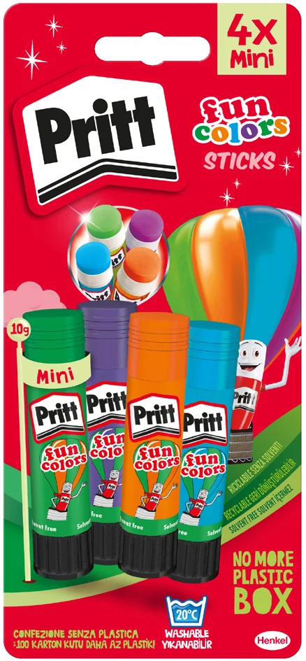 Pritt Bâton de colle Fun Colors, carte blister de 4 - OEM PRRSI