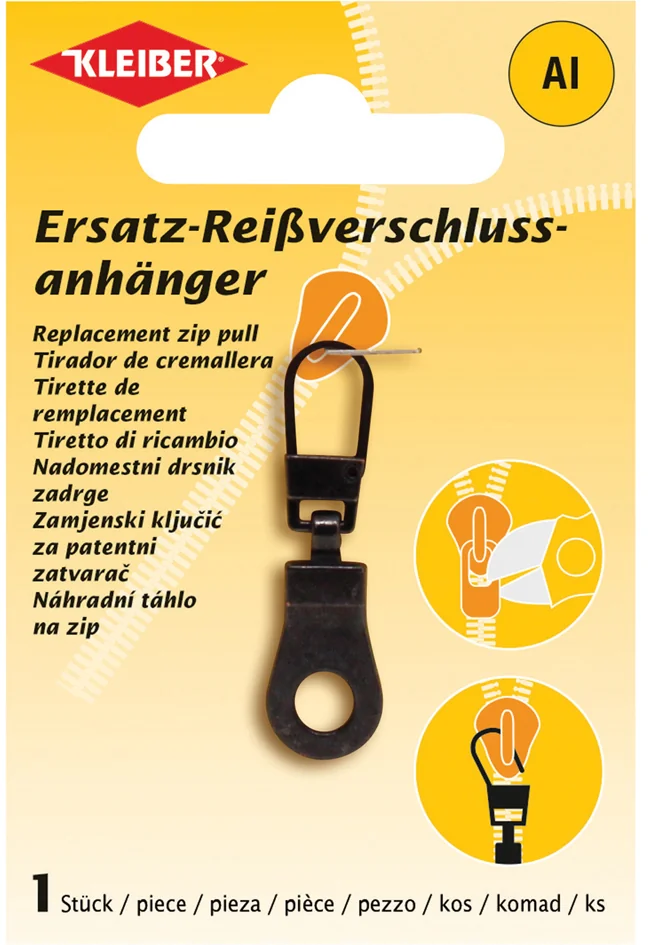 KLEIBER Tirette de remplacement pour fermeture à zip, noir - OEM 69856