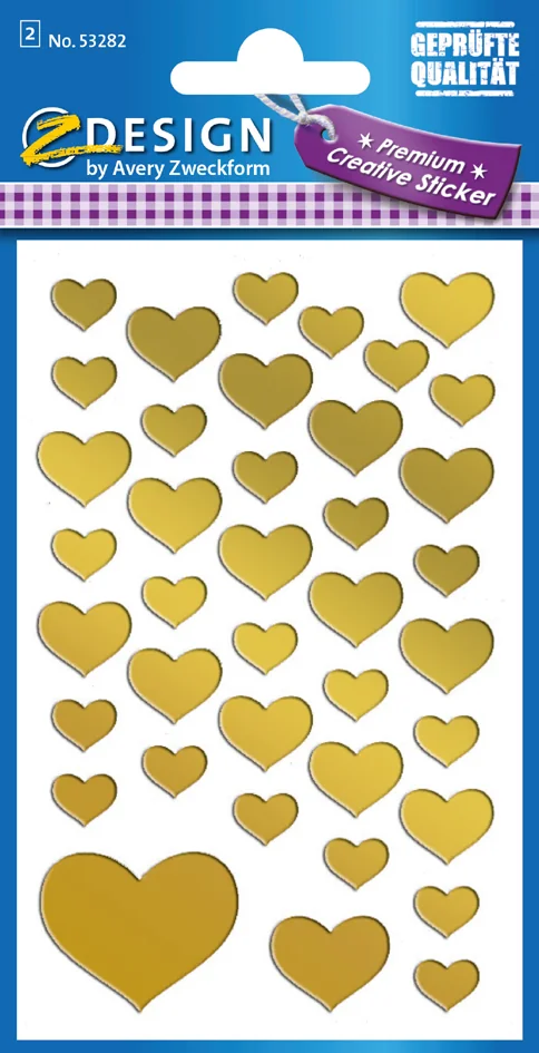 AVERY Zweckform ZDesign Sticker CREATIVE 'Coeurs', doré - OEM 53282