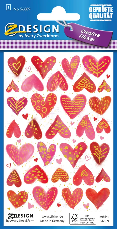 AVERY Zweckform ZDesign Sticker CREATIVE 'coeurs', rouge - OEM 53205 – Image 4