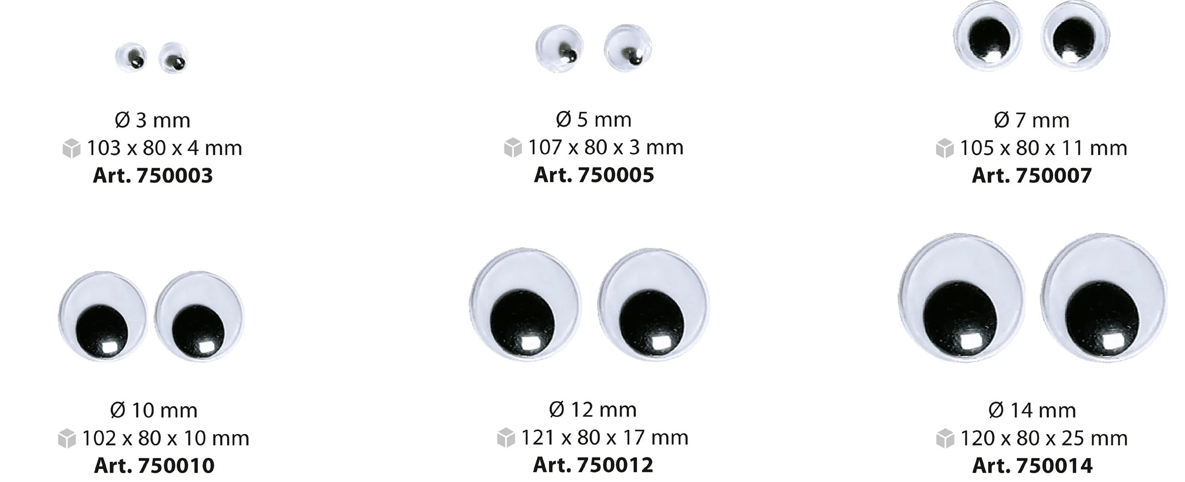 folia Oeil vacillant, rond, 12 mm, non adhésif - OEM 750012