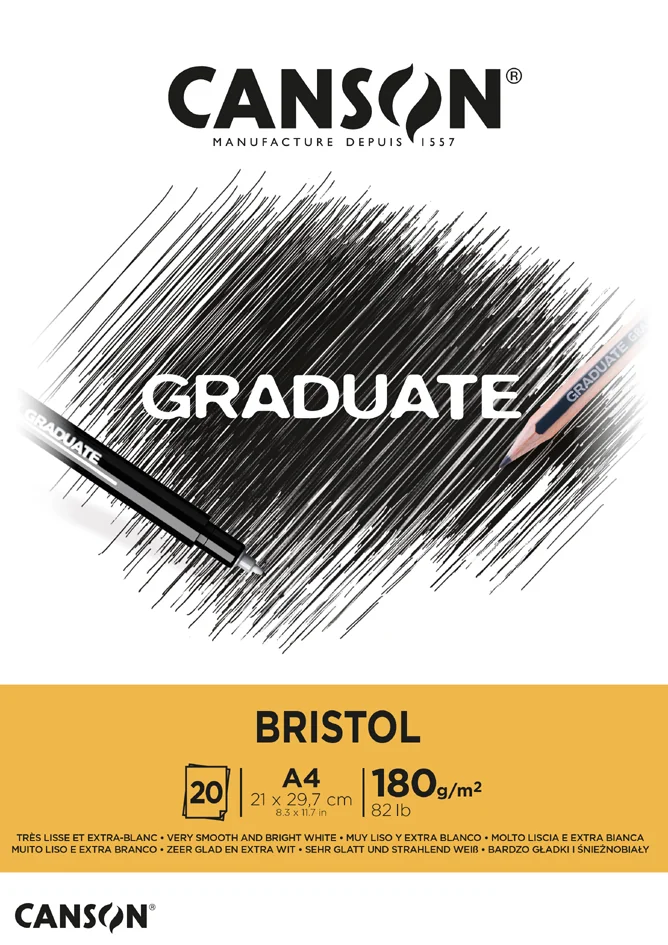CANSON Bloc de dessin GRADUATE BRISTOL, A4 - OEM C400110383