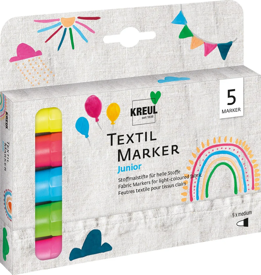 KREUL Feutre textile médium 'Junior', set de 5 - OEM 90719