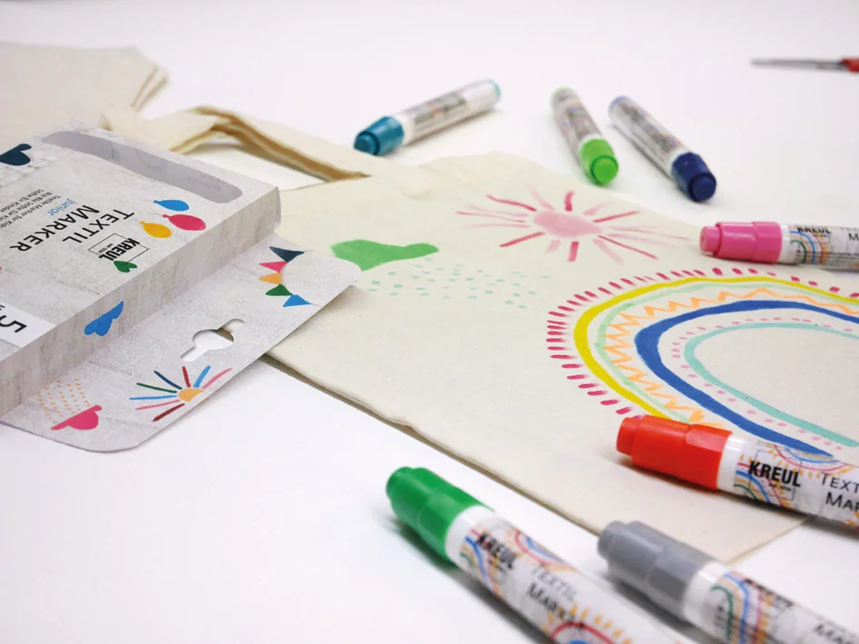 KREUL Feutre textile médium 'Junior', kit 'Color your case' - OEM 90722