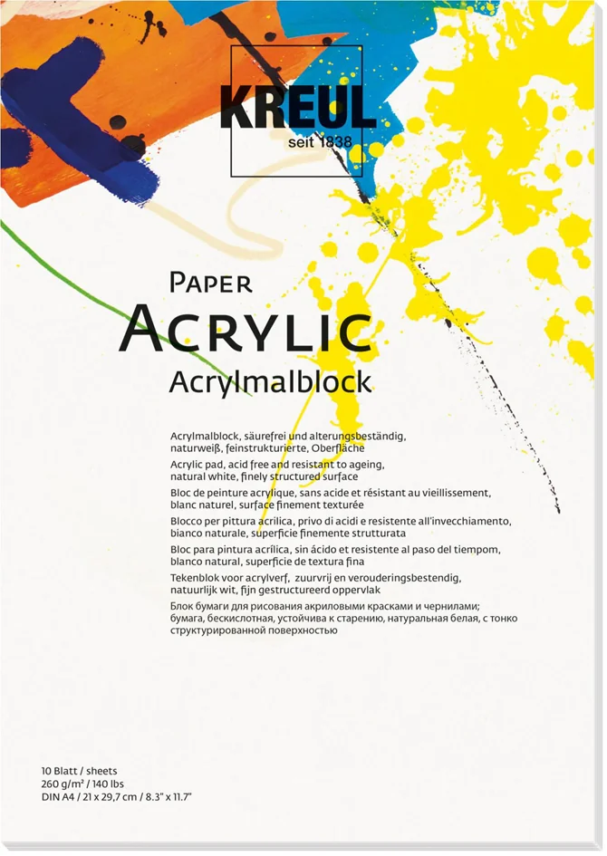 KREUL Bloc pour artiste 'Paper Acrylic', 10 feuilles, A4 - OEM 69041