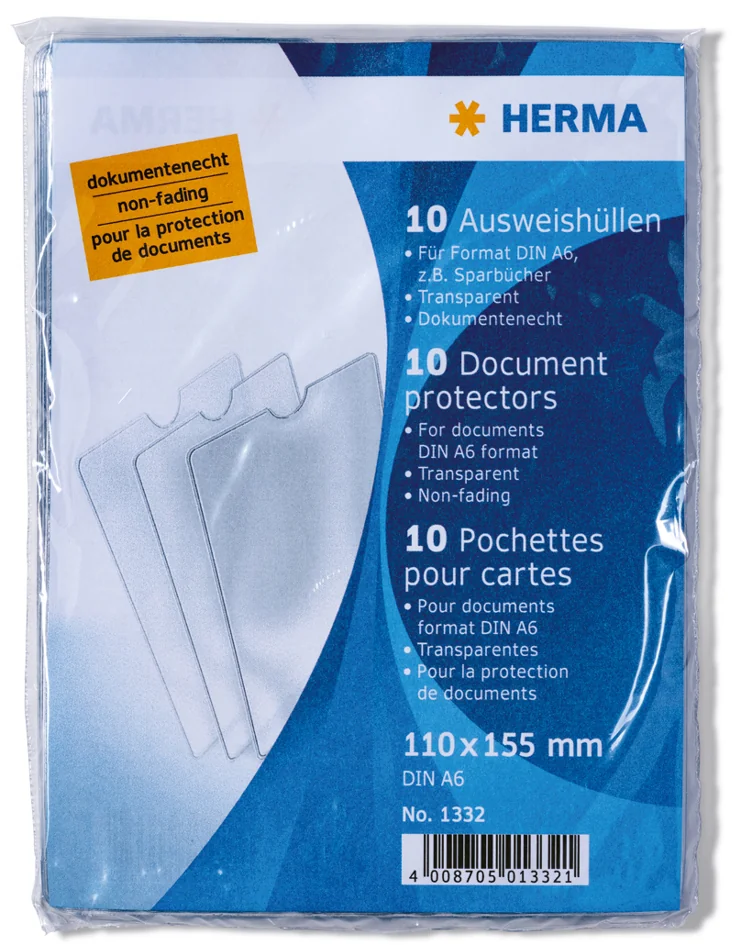 HERMA Pochette pour carte, PP, 1 poche, 85 x 125 mm, en pack - OEM 1329