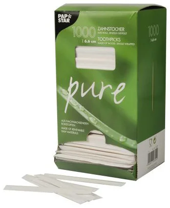 PAPSTAR Cure-dent 'pure', en bois, rond, longueur: 65 mm - OEM 16701