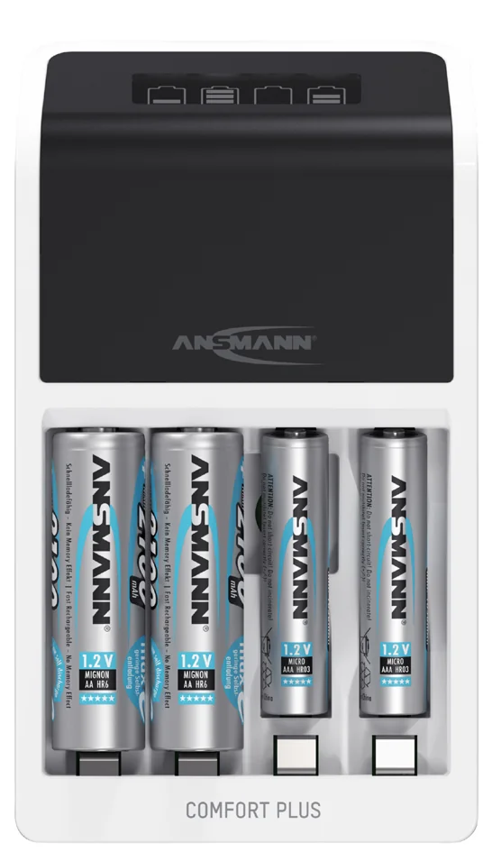 ANSMANN Chargeur rapide Comfort Plus, livré avec 4 piles - OEM 1001-0094-01