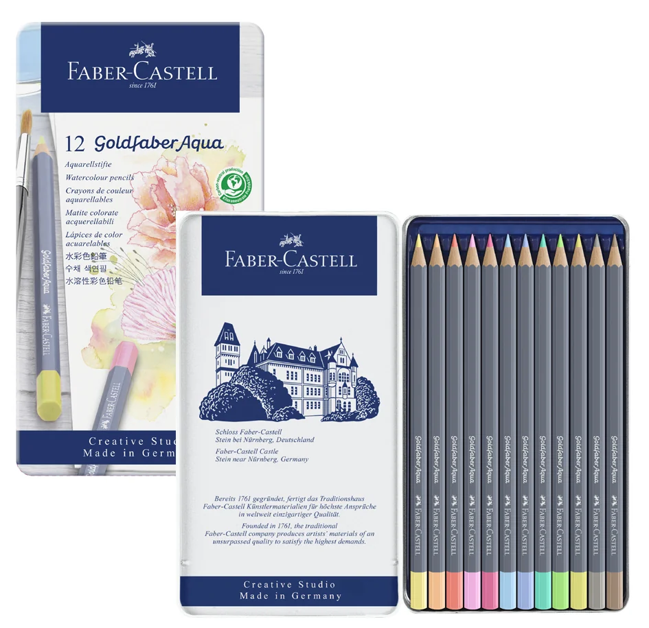 FABER-CASTELL Crayon GOLDFABER Aquarelle, boîte métal de 12 - OEM 114622