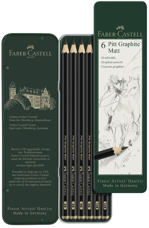 FABER-CASTELL Crayon graphite PITT GRAPHITE Matt, étui de 6 - OEM 115207