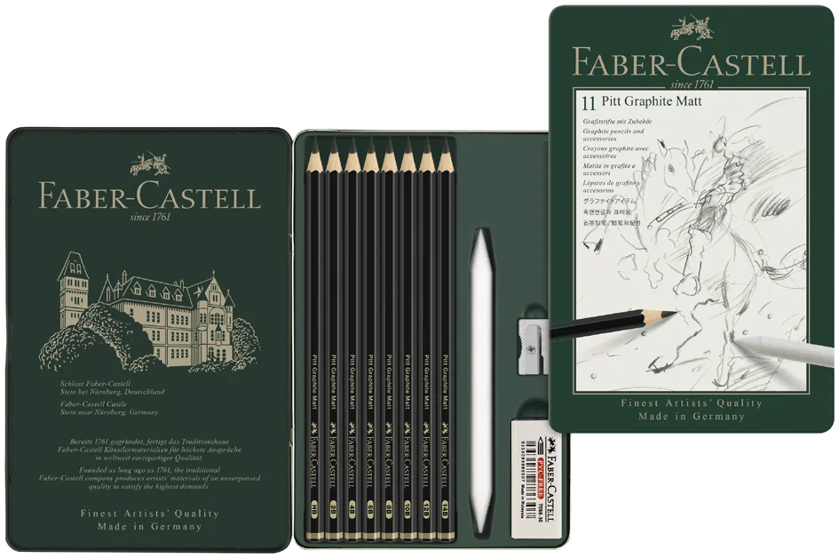 FABER-CASTELL Kit PITT GRAPHITE Matt, étui de 11 pièces - OEM 115220