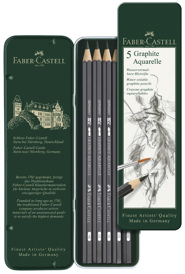 FABER-CASTELL Crayon GRAPHITE AQUARELLE, étui de 5 - OEM 117805