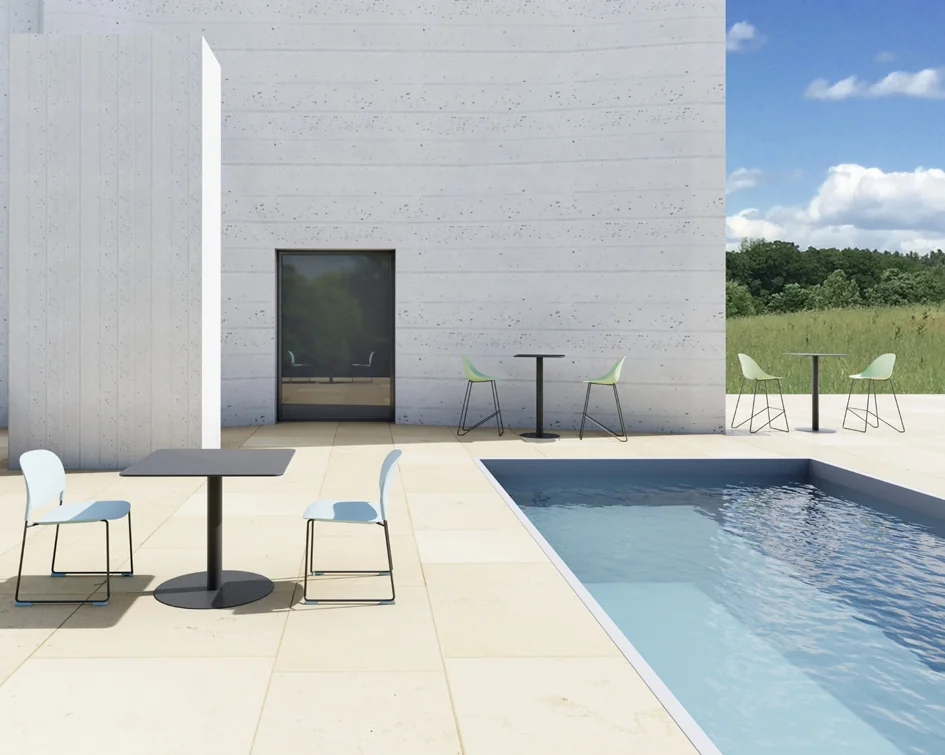 PAPERFLOW Table haute jardin CROSS, diamètre: 800 mm, noir - OEM TRCROS80H.01