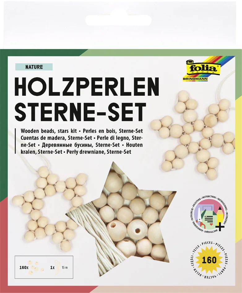 folia Kit Etoiles en perles en bois NATURE, 161 pièces - OEM 22520