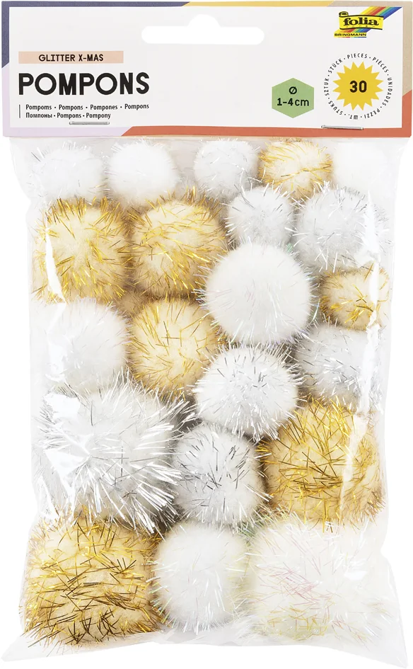 folia Pompons, 30 pièces, couleurs de Noel - OEM 50395
